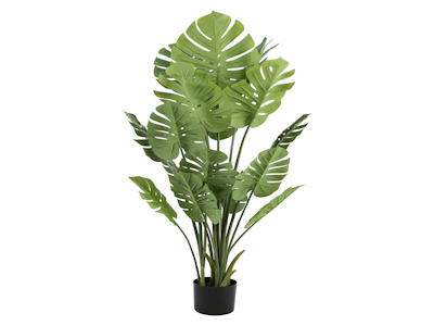 5ft 150cm Tall Large Big Indoor Green Realistic Artificial Monstera Deliciosa Plant Faux Tropical Palm Tree With Black Planter