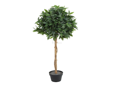 4ft 120cm Faux Evergreen Leaf Bonsai Plant Fake Bay Laurel Tree Artificial Ball Topiary Tree For Modern Home Office House Decor