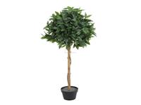4ft 120cm Faux Evergreen Leaf Bonsai Plant Fake Bay Laurel Tree Artificial Ball Topiary Tree For Modern Home Office House Decor